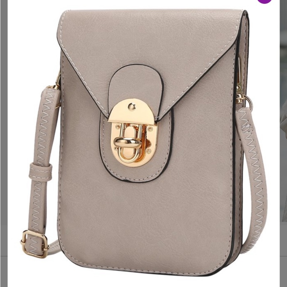 Taupe Turn-Lock Kianna Cell Phone Crossbody Bag